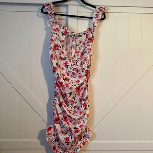 Floral Print Tied Detail Frill Hem Dress